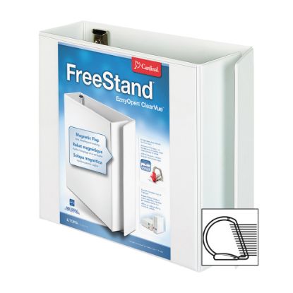 Picture of Cardinal FreeStand Easy-Open ClearVue 3-Ring Binder, 4in Round Rings, White