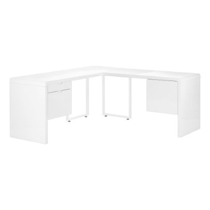 Picture of Monarch Specialties Rivas 72inW L-Shaped Computer Desk, Glossy White