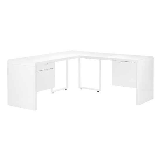 Picture of Monarch Specialties Rivas 72inW L-Shaped Computer Desk, Glossy White