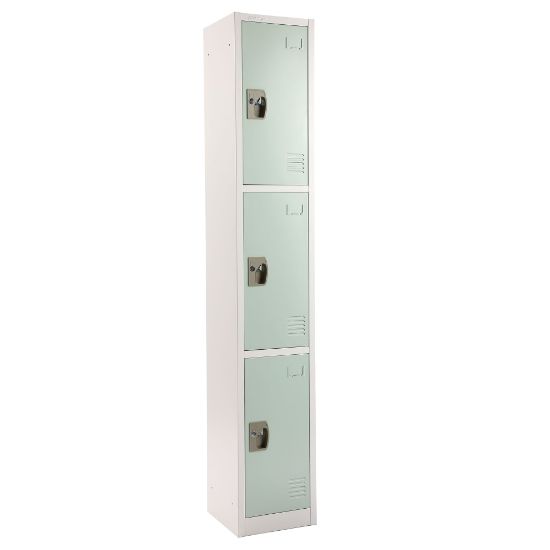 Picture of Alpine Large 3-Tier Steel Lockers, 72inH x 12inW x 12inD, Misty Green, Pack Of 2 Lockers