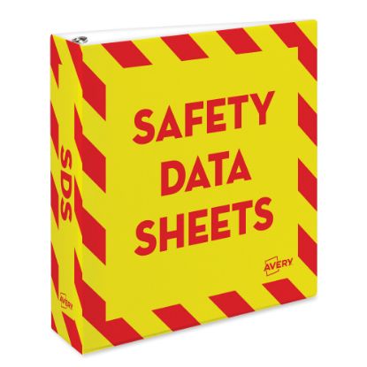 Picture of Avery Preprinted Safety Data Sheet 3-Ring Binder, 2in Rings, Yellow/Red