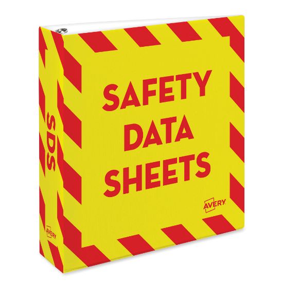 Picture of Avery Preprinted Safety Data Sheet 3-Ring Binder, 2in Rings, Yellow/Red