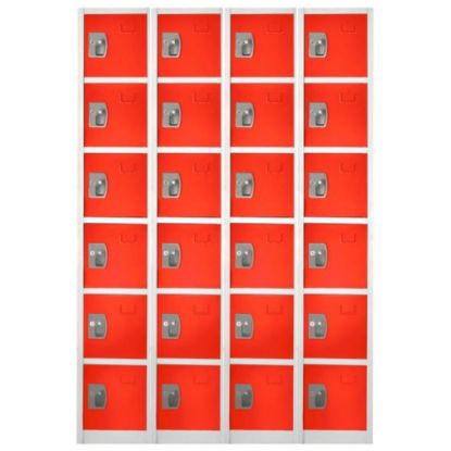 Picture of Alpine 6-Tier Steel Lockers, 72inH x 12inW x 12inD, Red, Pack Of 4 Lockers