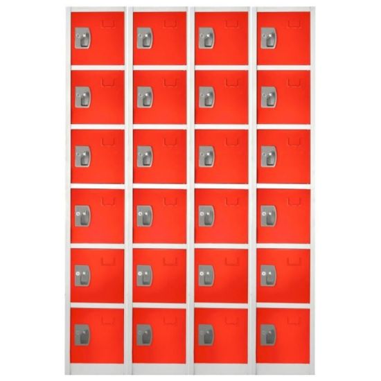 Picture of Alpine 6-Tier Steel Lockers, 72inH x 12inW x 12inD, Red, Pack Of 4 Lockers