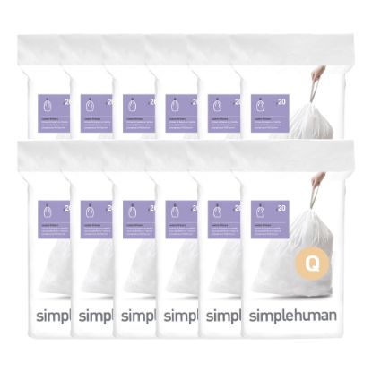 Picture of simplehuman Custom Fit Can Liners, Q, 13 To 17 Gallons, White, Pack Of 240 Liners