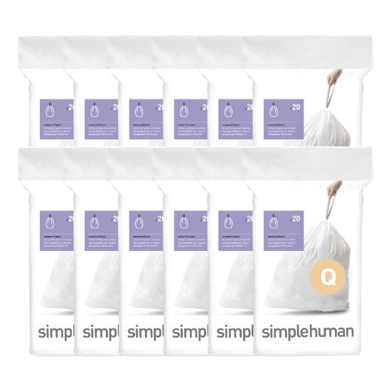 Picture of simplehuman Custom Fit Can Liners, Q, 13 To 17 Gallons, White, Pack Of 240 Liners