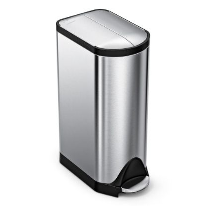 Picture of simplehuman Butterfly Step Fingerprint-Proof Trash Can, 8 Gallons, Brushed Stainless Steel