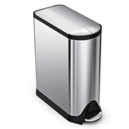 Picture of simplehuman Butterfly Step Fingerprint-Proof Trash Can, 12 Gallons, Brushed Stainless Steel