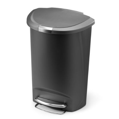 Picture of simplehuman Semi-Round Step Trash Can, 13 Gallons, Gray