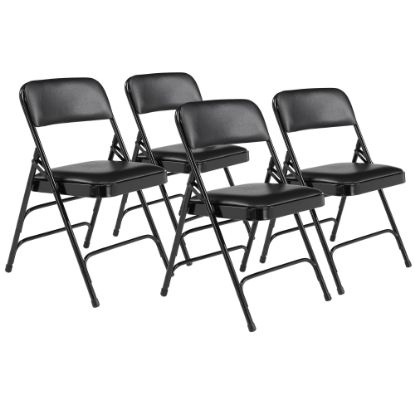 Picture of National Public Seating 1300 Series Premium Vinyl Upholstered Triple Brace Folding Chairs, Black, Set Of 4 Chairs