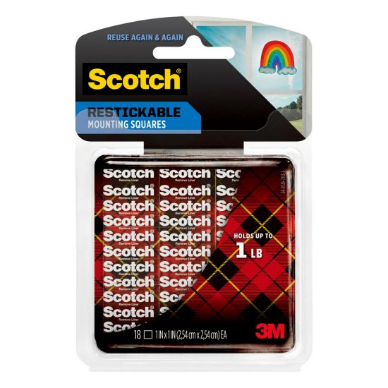 Picture of Scotch Reusable Adhesive Tabs, 1in x 1in, Pack Of 18