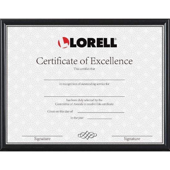 Picture of Lorell Certificate Frame - 8.50in x 11in Frame Size - Rectangle - Desktop - Horizontal, Vertical - 1 Each - Black