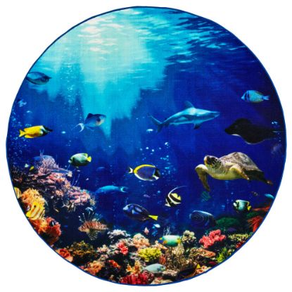 Picture of Carpets for Kids Pixel Perfect Collection Explore The Ocean Seating Round Rug, 6ft x 6ft, Blue