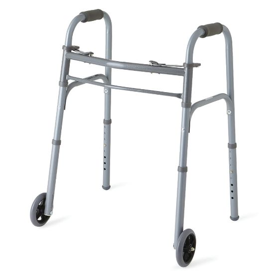 Picture of Medline Adjustable Folding 2-Button Walkers, Junior, Gray, Case Of 4