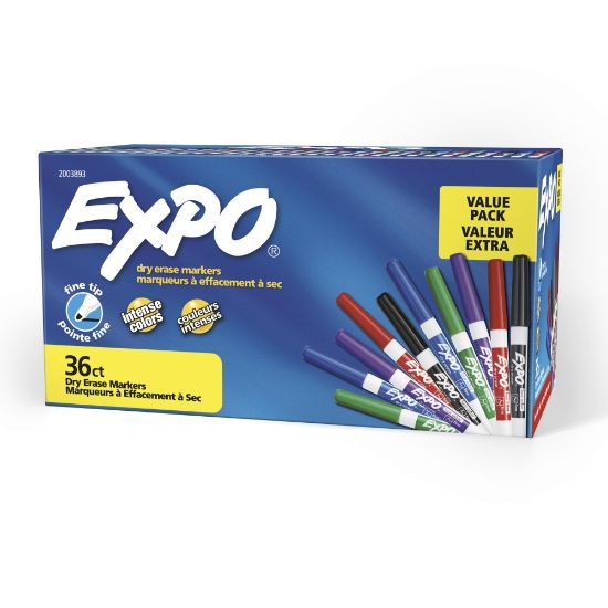 Picture of EXPO Low-Odor Dry-Erase Markers, Fine Point, Assorted Colors, Pack Of 36