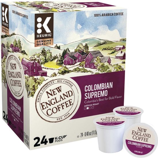 Picture of New England Coffee Single-Serve K-Cups, Medium Roast, Colombian Supremo, Box Of 24 K-Cups