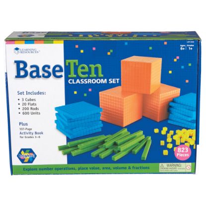 Picture of Learning Resources Base 10 Classroom Set, Assorted Colors, Grades 1-9