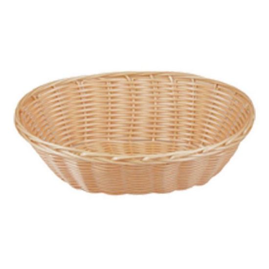 Picture of Tablecraft Oval Woven Plastic Baskets, 2-1/4inH x 6inW x 9inD, Beige, Pack Of 12 Baskets