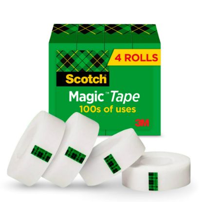 Picture of Scotch Magic Tape, Invisible, 3/4 in. x 1000 in., 4 Tape Rolls, Clear, Home Office, Back to School Supplies and College Essentials for Students and Teachers