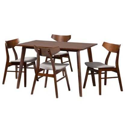 Picture of Baxton Studio Lois Dining Set, 29-1/2inH x 47-1/4inW x 29-7/16inD, Light Gray/Walnut Brown