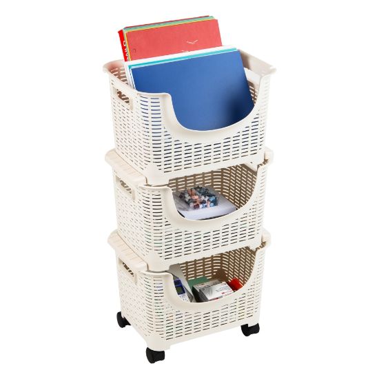 Picture of Mind Reader 3-Tier Stackable Storage Containers, Ivory