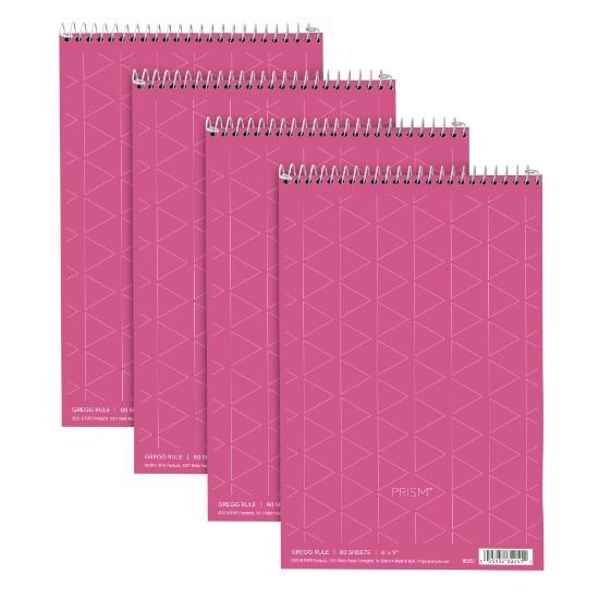 Picture of TOPS Prism+ Color Steno Books, 6in x 9in, 100% Recycled, Gregg Ruled, 80 Sheets, Pink, Pack Of 4