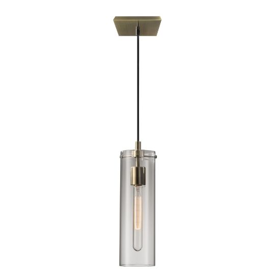 Picture of Adesso Dalton Hanging Pendant, 4-1/4inW, Clear Shade/Antique Brass Base