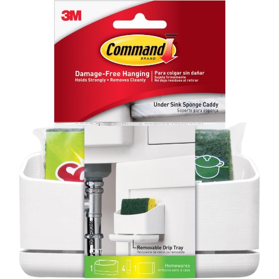 Picture of Command Under Sink Sponge Caddy - 9.4in Height x 12in Width x 7.8in Depth - White - 1 / Pack