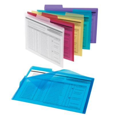 Picture of Office Depot Brand Poly Project Tab Folders, Letter Size, Assorted Colors, Pack Of 6