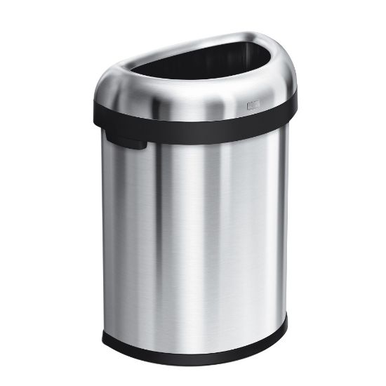 Picture of simplehuman Semi-Round Open Top Commercial Stainless Steel Trash Can, 21 Gallons, Heavy-Gauge Brushed