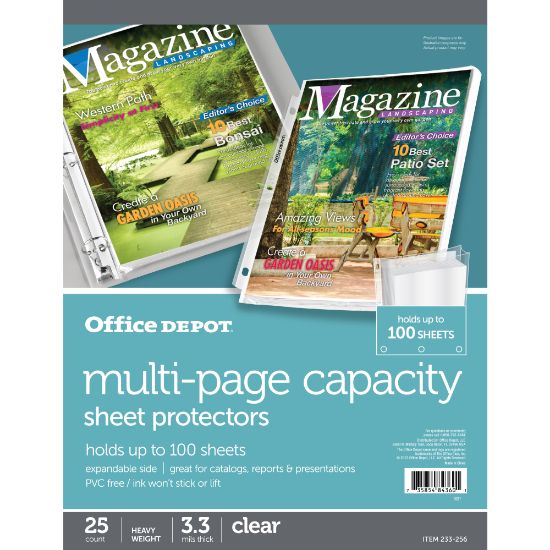 Picture of Office Depot Brand Multi-Page Capacity Sheet Protectors, 100-Sheet Capacity, 8-1/2in x 11in, Clear, Pack Of 25