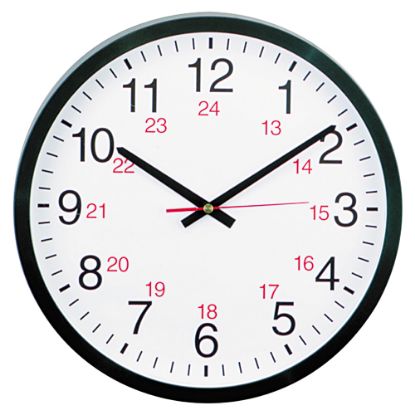 Picture of Universal 24-Hour Round Wall Clock, 12 5/8in, Black