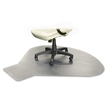 Picture of Lorell PlushMat Medium Pile Studded Chair Mat, For L-Workstation With Lip, 60 "x 66in, Clear