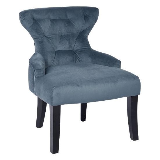 Picture of Ave Six Curves Hourglass Accent Chair, Atlantic Blue Velvet/Dark Espresso