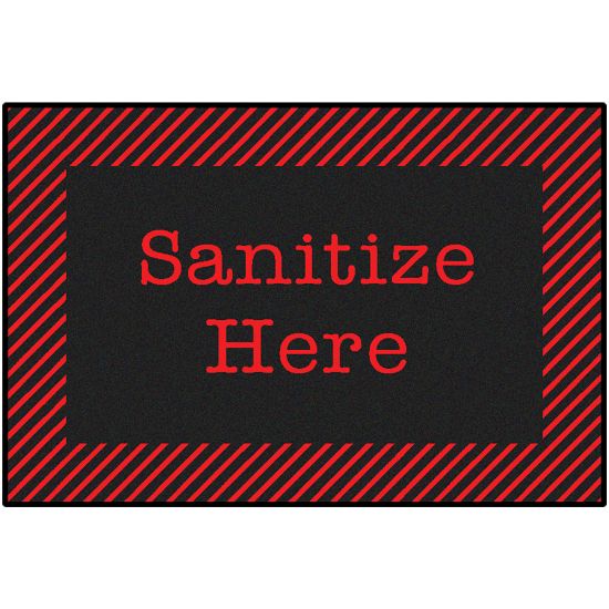 Picture of Carpets for Kids KID$Value Rugs Red & Black Sanitize Here Activity Rug, 3ft x 4 1/2ft , Black