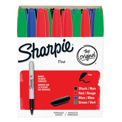 Picture of Sharpie Permanent Fine-Point Markers, Assorted Colors, Pack Of 36