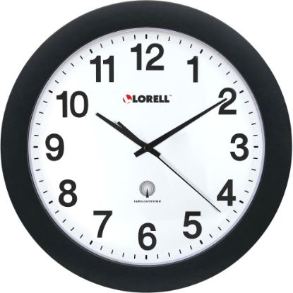 Picture of Lorell 12in Round Radio Controlled Wall Clock, Black