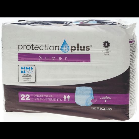 Picture of Protection Plus Super Protective Disposable Underwear, Small, 20 - 28in, White, Bag Of 22