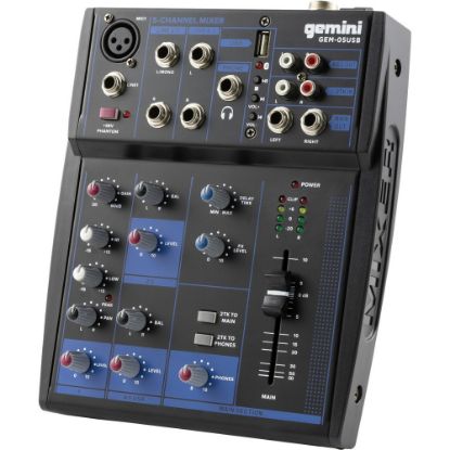 Picture of Gemini Sound GEM-05USB: Compact 5 Channel Bluetooth Mixer - Analog - 5 Channel(s) - USB - Bluetooth - Black