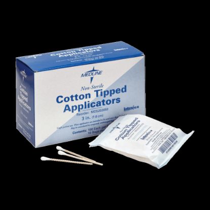 Picture of Medline Cotton Tip Applicators, 3in, Nonsterile, White, Box Of 1000