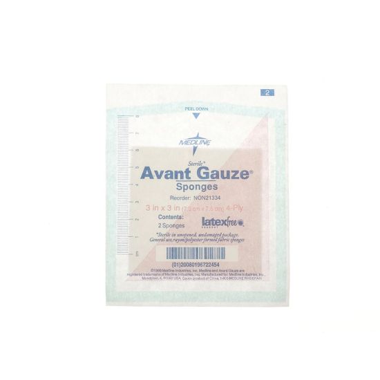 Picture of Medline Avant Gauze Non-Woven Sponges, 4-Ply, 3in x 3in, White, Box Of 40