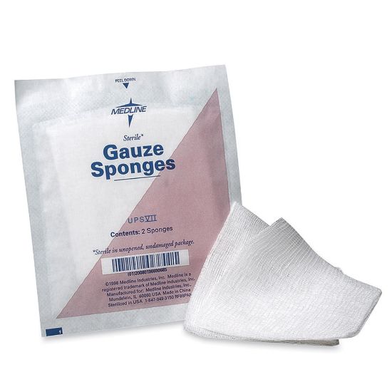 Picture of Medline Non-Sterile Woven Gauze Sponges, 12-Ply, 2in x 2in, White, Box Of 200