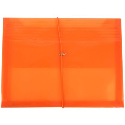 Picture of JAM Paper Plastic Booklet Envelope, Letter-Size, 9 3/4in x 13in, Bungee Closure, Orange