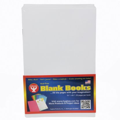 Picture of Hygloss Mighty Brights Paperback Blank Books, 5in x 8in, 32 Pages (16 Sheets), White, Pack Of 20