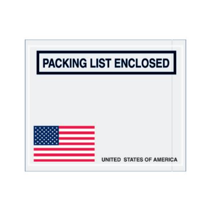 Picture of Tape Logic Packing List Envelopes, 4 1/2in x 5 1/2in, USA Flag, Pack Of 1,000