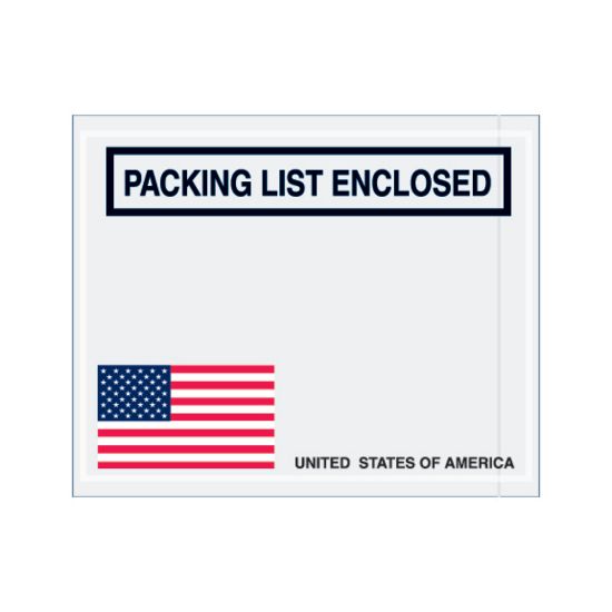 Picture of Tape Logic Packing List Envelopes, 4 1/2in x 5 1/2in, USA Flag, Pack Of 1,000