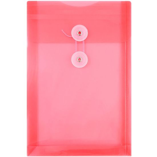 Picture of JAM Paper Open-End Plastic Envelopes, 6 1/4in x 9 1/4in, Red, Pack Of 12