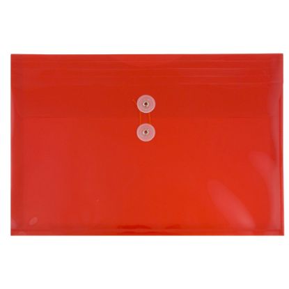 Picture of JAM Paper Plastic Booklet Envelopes, Legal-Size, 9 3/4in x 14 1/2in, Button & String Closure, Red, Pack Of 12