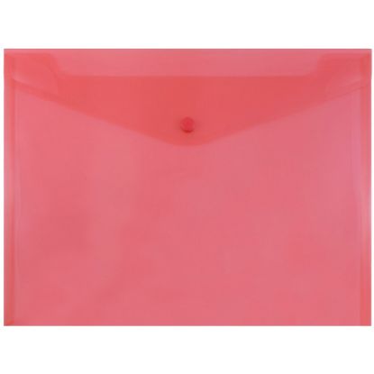 Picture of JAM Paper Booklet Plastic Envelopes, Letter-Size, 9 3/4in x 13in, Button-Snap Closure, Red, Pack Of 12