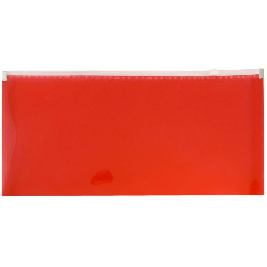 Picture of JAM Paper #10 Plastic Envelopes, Zipper Closure, Red, Pack Of 12